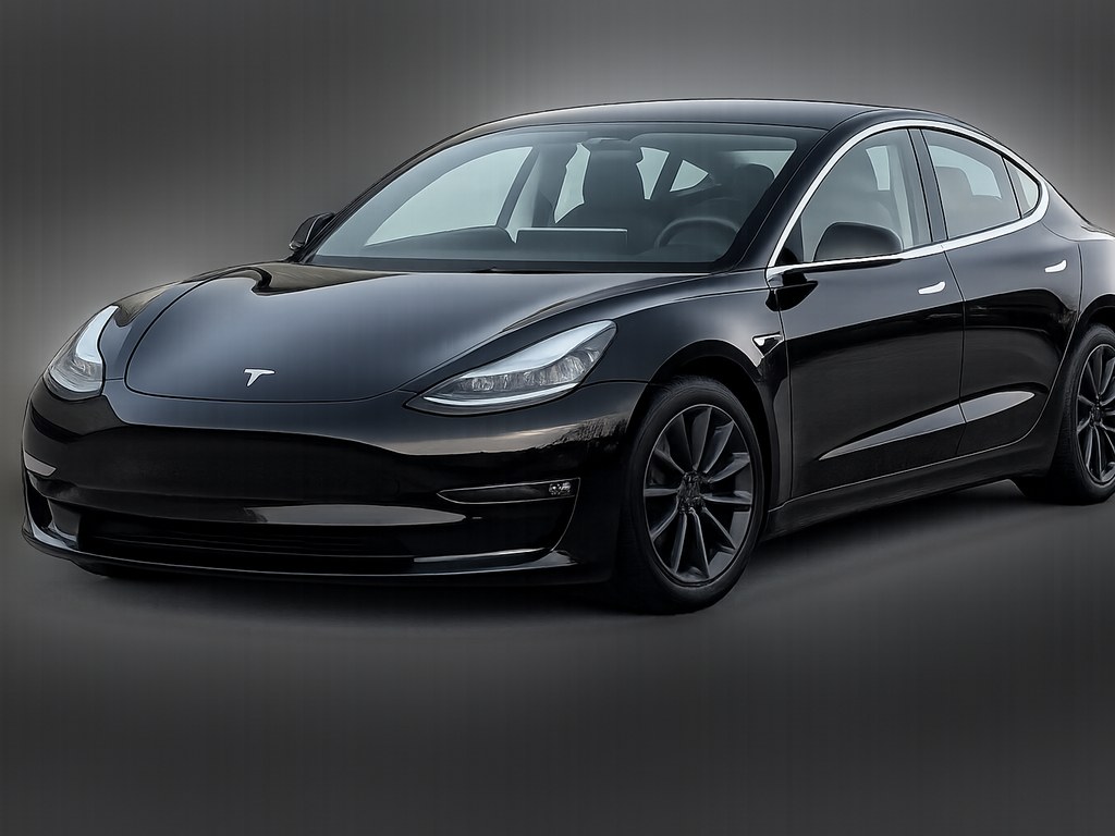 Tesla fully electric sedan parked for a zero-emission chauffeured ride in Austin, Texas